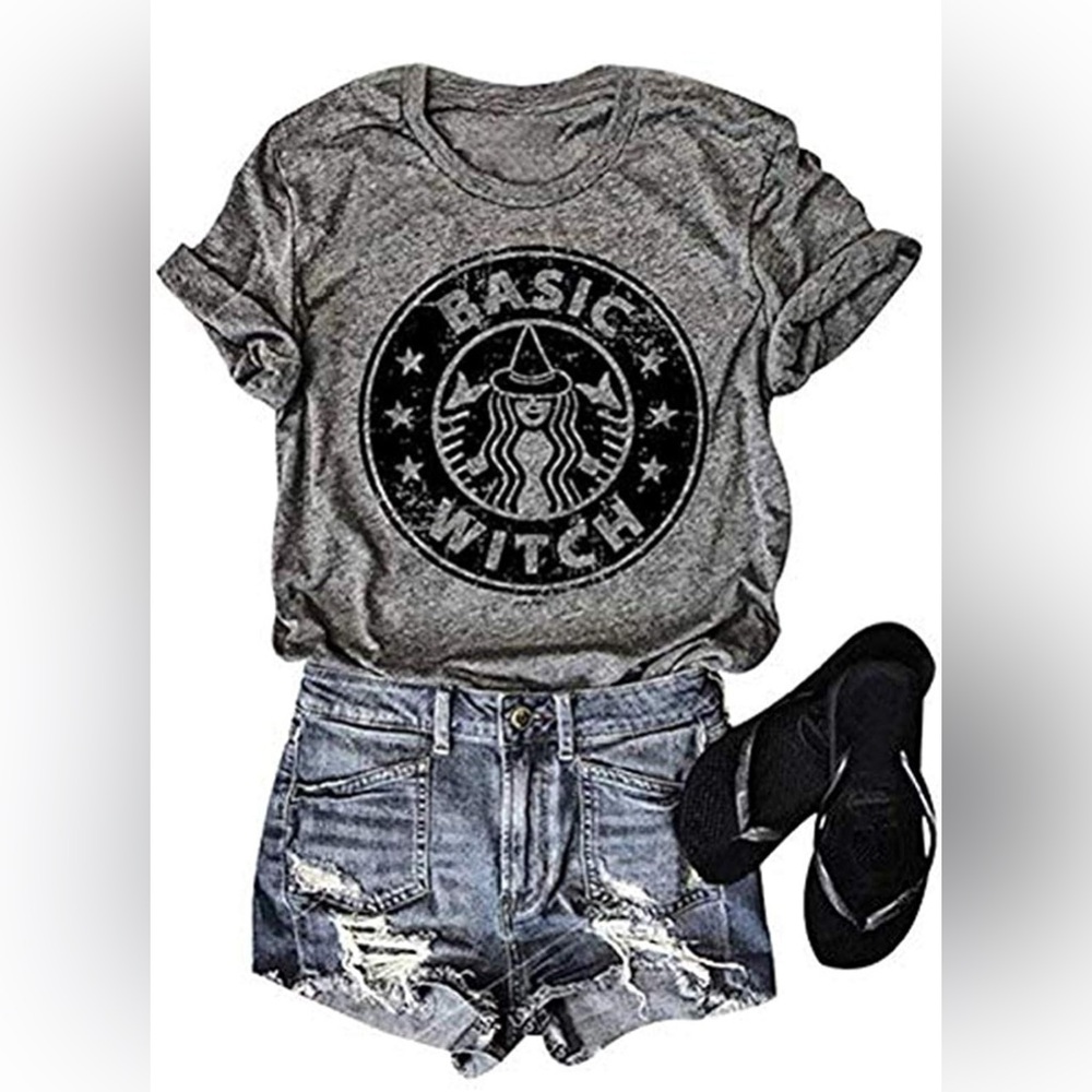 Basic Witch Graphic Tee - Grey - Medium ❣️